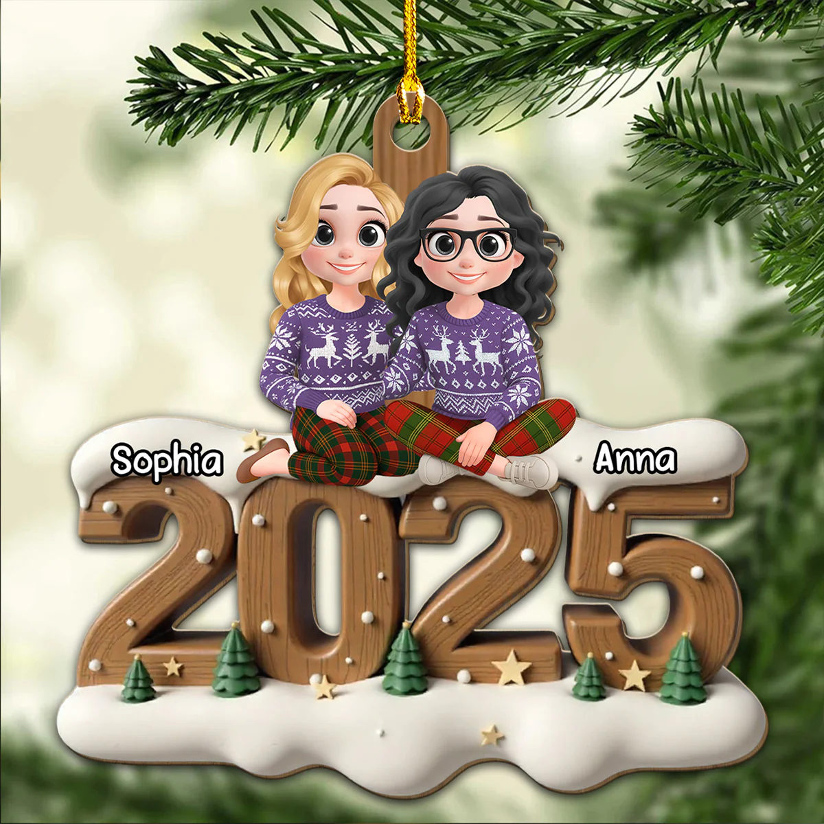 You And Me Now Onwards - Personalized Custom 3D Effect Wood Ornament - Image 3