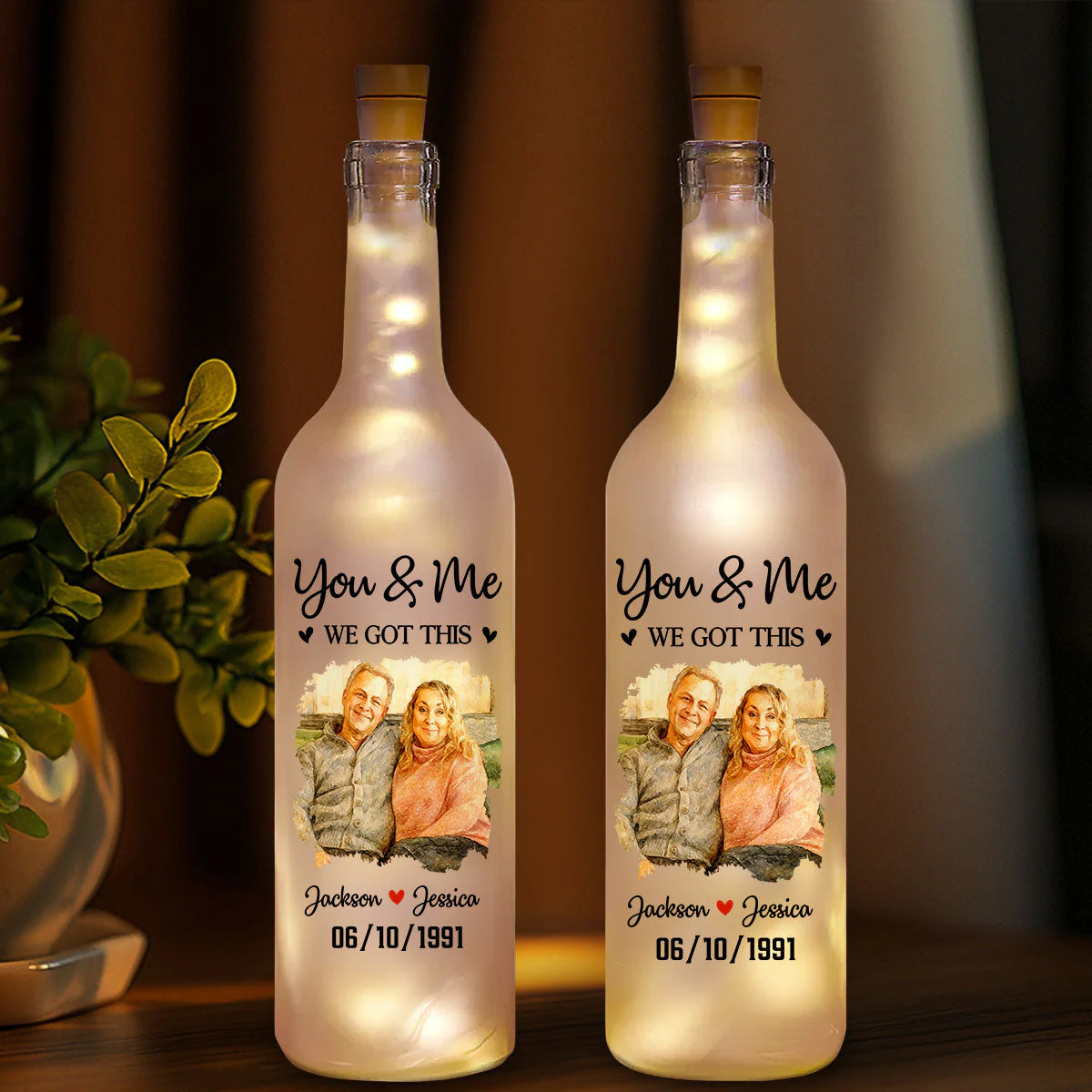 You And Me - Personalized Custom Bottle Lamp - Image 3