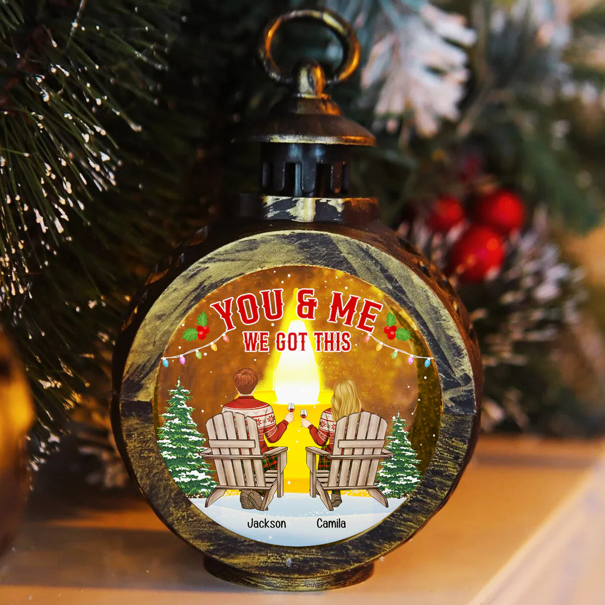 You And Me - Personalized Custom Christmas Lantern - Image 5