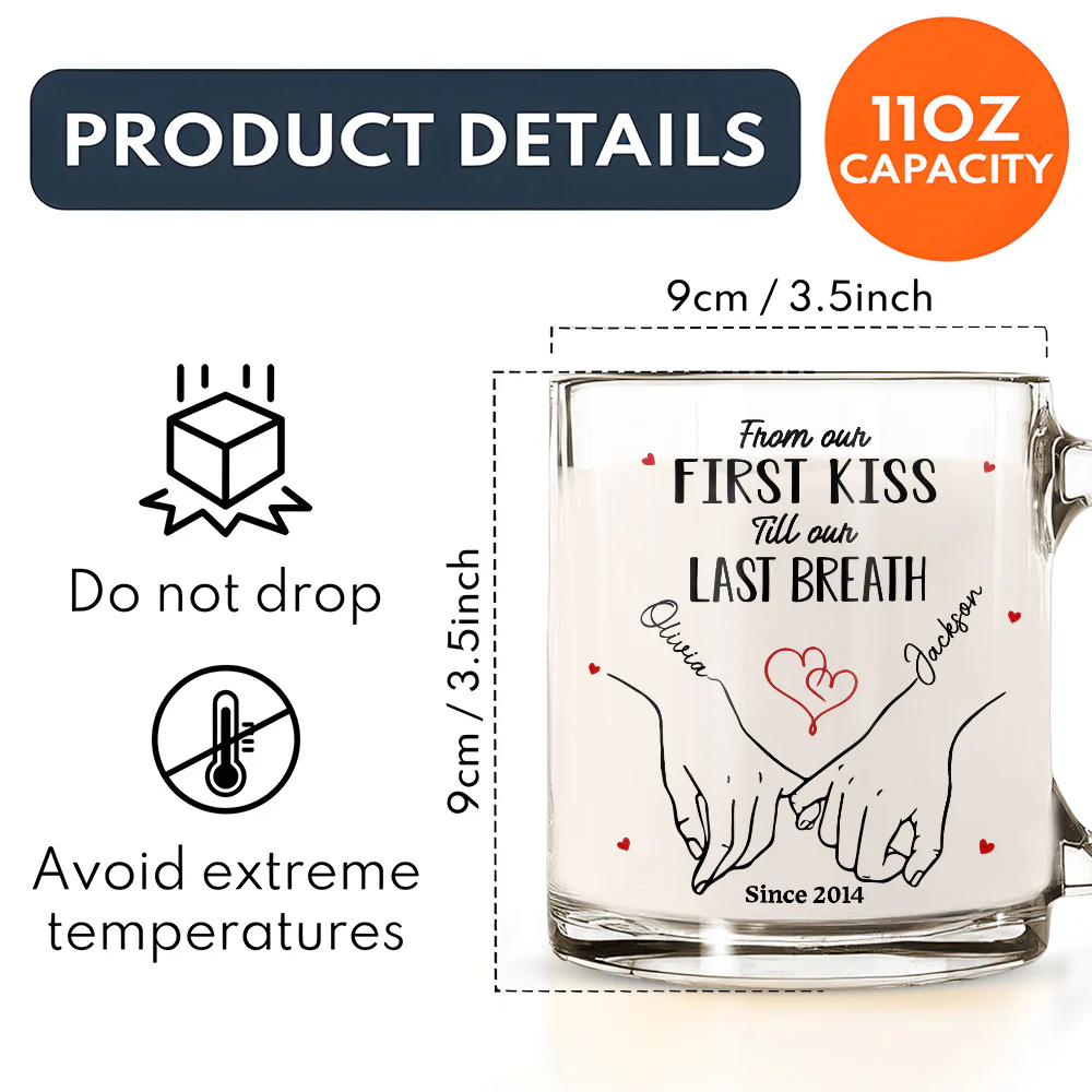 You And Me - Personalized Custom Glass Mug - Image 5