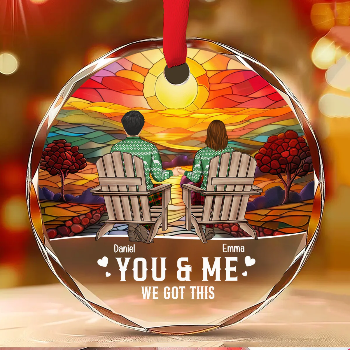 You And Me - Personalized Custom Glass Ornament - Image 3