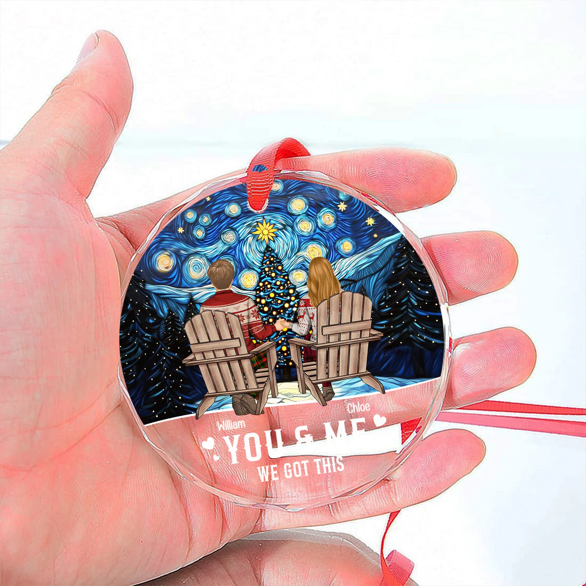 You And Me - Personalized Custom Glass Ornament - Image 4