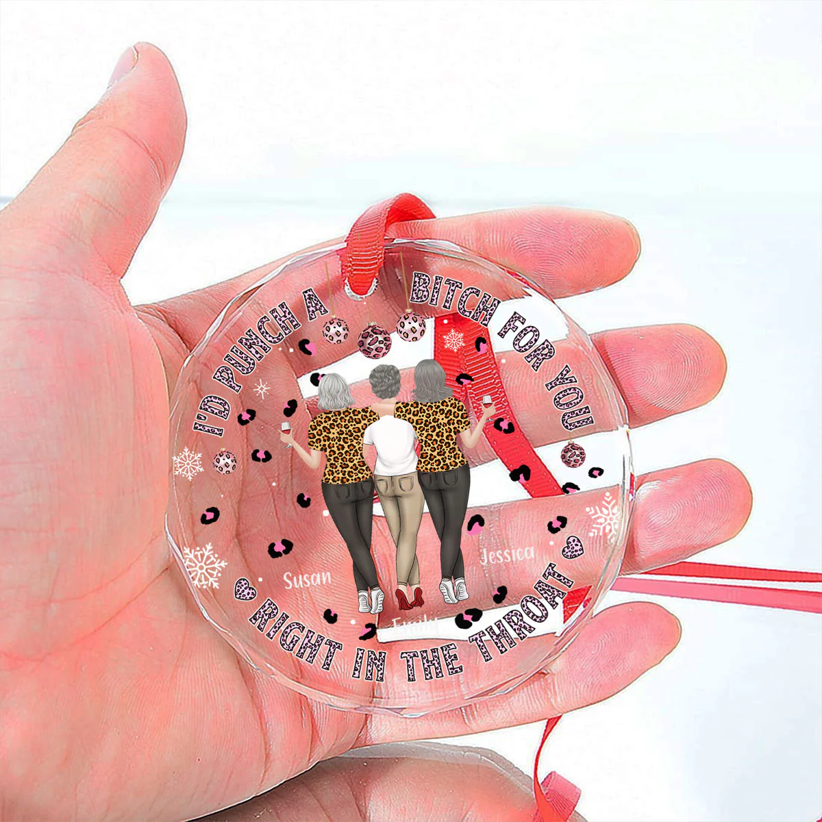 You And Me Right In The Throat - Personalized Custom Glass Ornament - Image 4