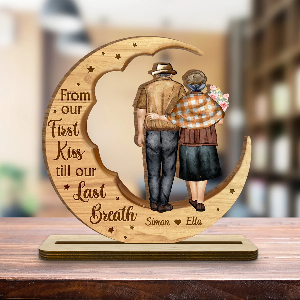 You And Me Together - Personalized Custom 2-Layer Wood Plaque With Flat Base - Image 3