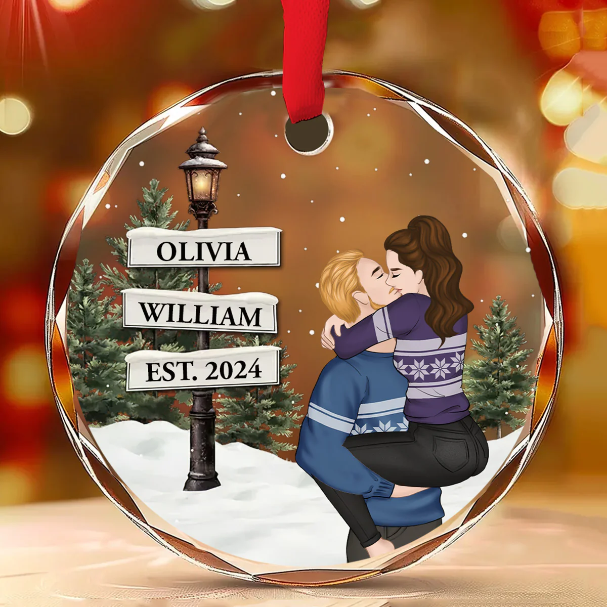 You And Me Together - Personalized Custom Glass Ornament - Image 2
