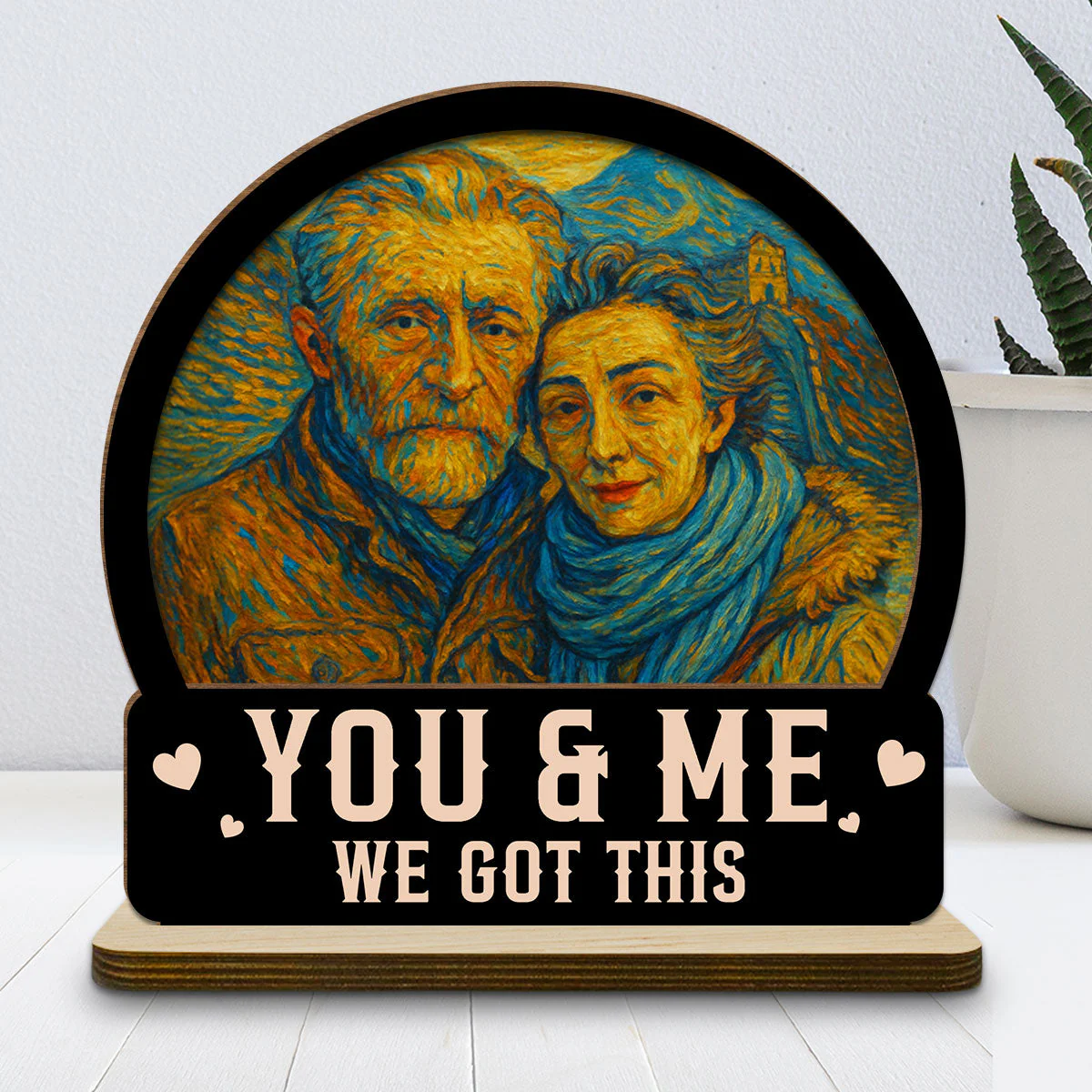 You And Me We Got This - Personalized Custom 2-Layer Wood Plaque With Flat Base - Image 3