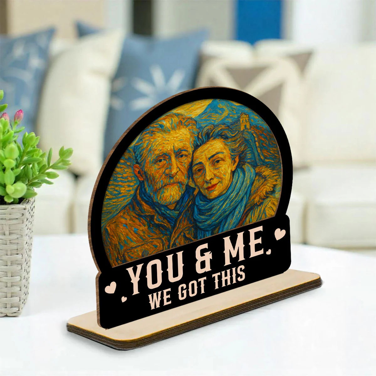 You And Me We Got This - Personalized Custom 2-Layer Wood Plaque With Flat Base - Image 4