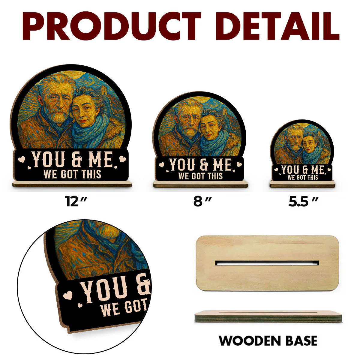 You And Me We Got This - Personalized Custom 2-Layer Wood Plaque With Flat Base - Image 6