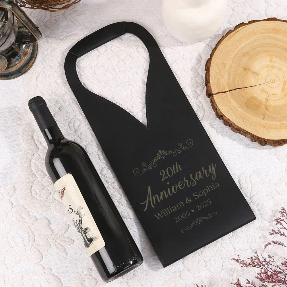 You And Me We Got This - Personalized Custom Engraved Leather Wine Bag - Image 3