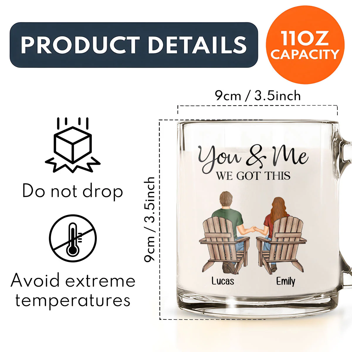 You And Me We Got This - Personalized Custom Glass Mug - Image 5