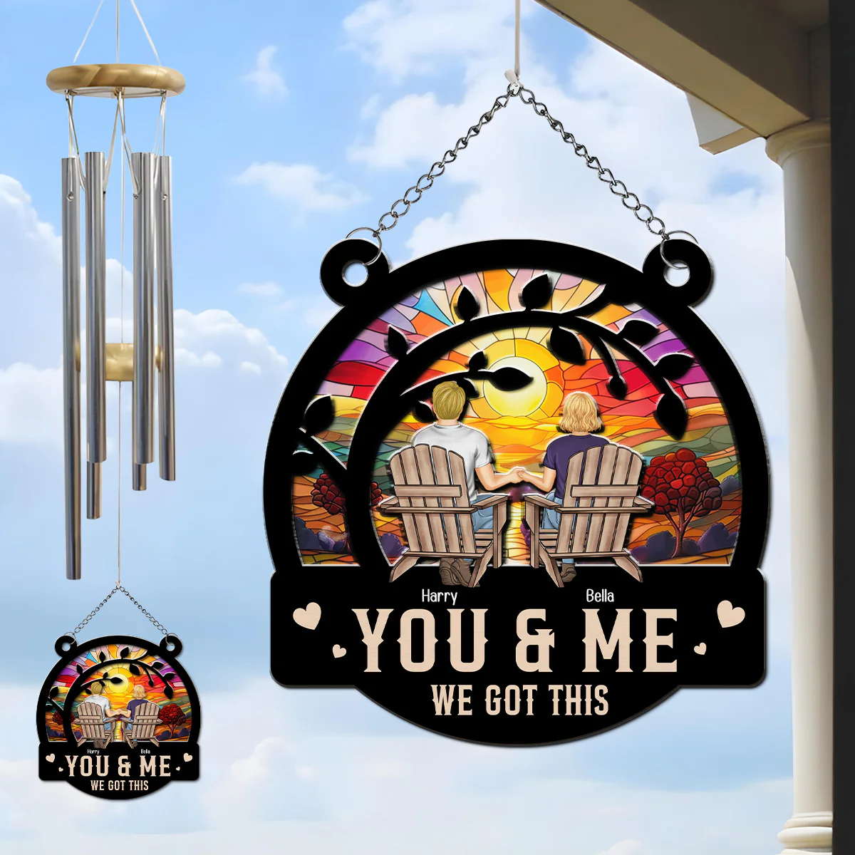 You And Me We Got This - Personalized Custom Suncatcher Wind Chime - Image 2