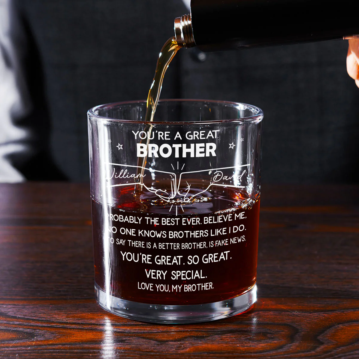 You Are A Great Brother - Personalized Custom Whiskey Glass - Image 4