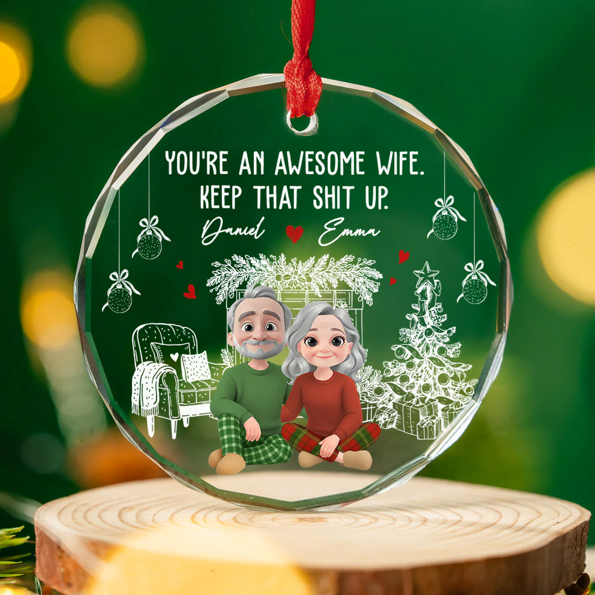 You Are A Great Wife - Personalized Custom Glass Ornament - Image 3