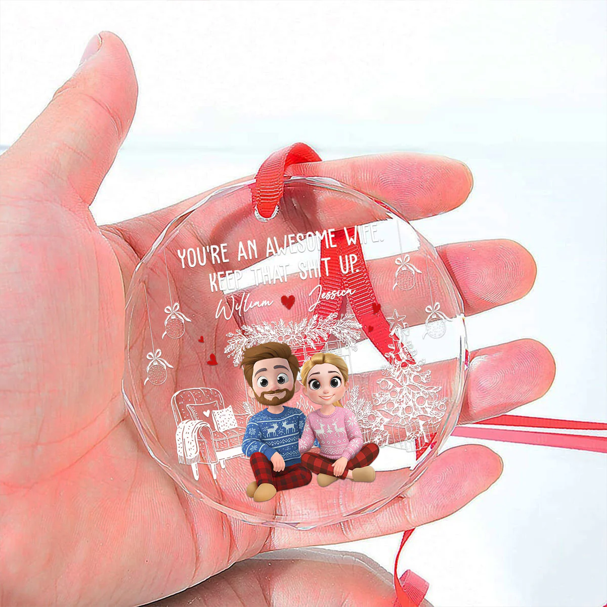You Are A Great Wife - Personalized Custom Glass Ornament - Image 5
