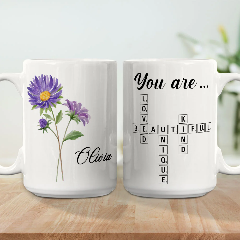 You Are Amazing Scrabble Affirmation - Personalized Custom Coffee Mug - Image 4