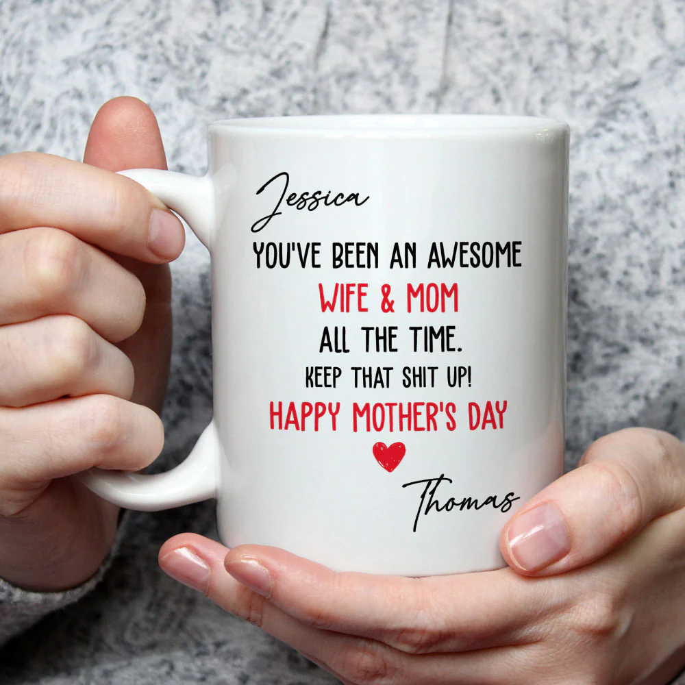 You Are An Awesome Wife And Mom - Personalized Custom Coffee Mug - Image 3