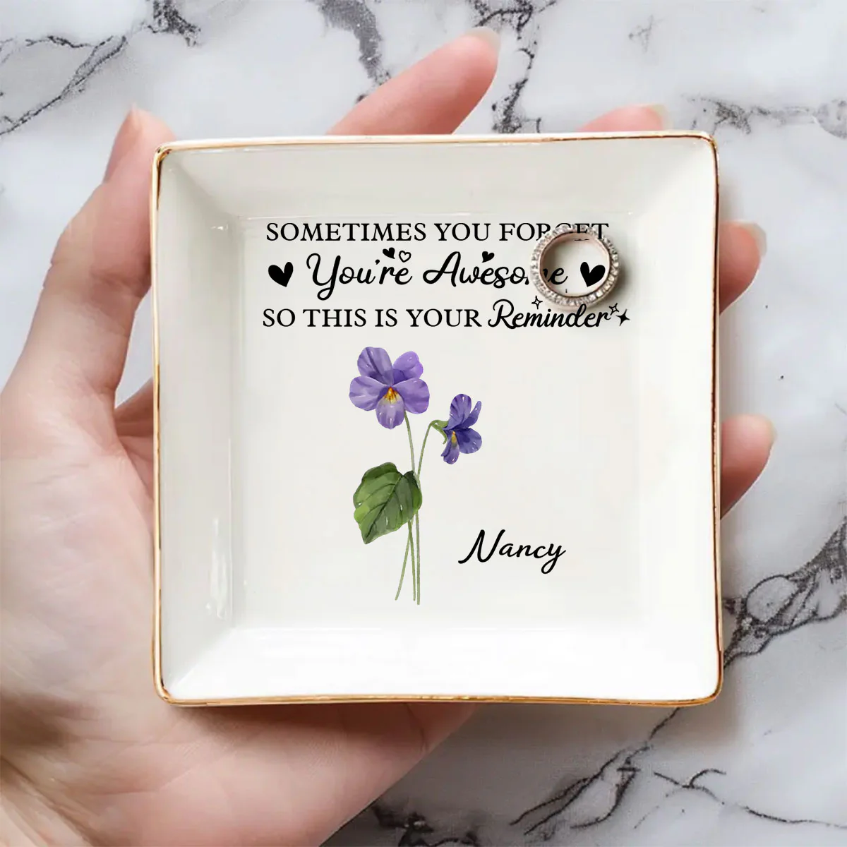 You Are Awesome - Personalized Custom Jewelry Dish - Image 4