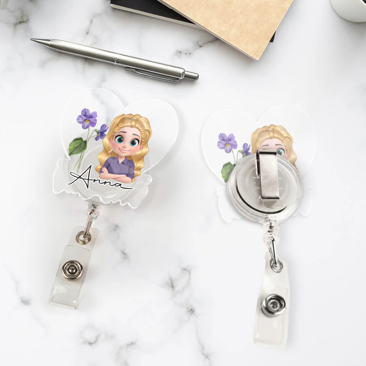 You Are Beautiful Flower - Personalized Custom Acrylic Badge Reel - Image 3