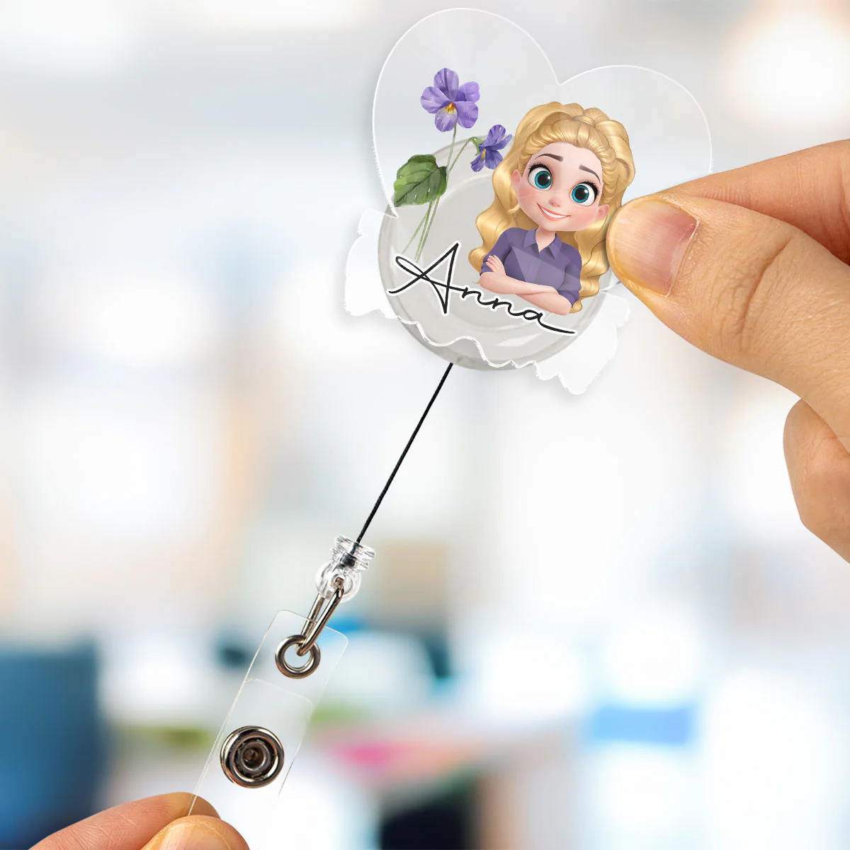 You Are Beautiful Flower - Personalized Custom Acrylic Badge Reel - Image 4