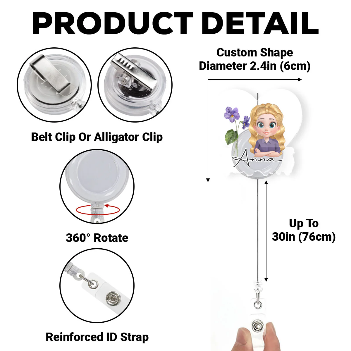 You Are Beautiful Flower - Personalized Custom Acrylic Badge Reel - Image 5
