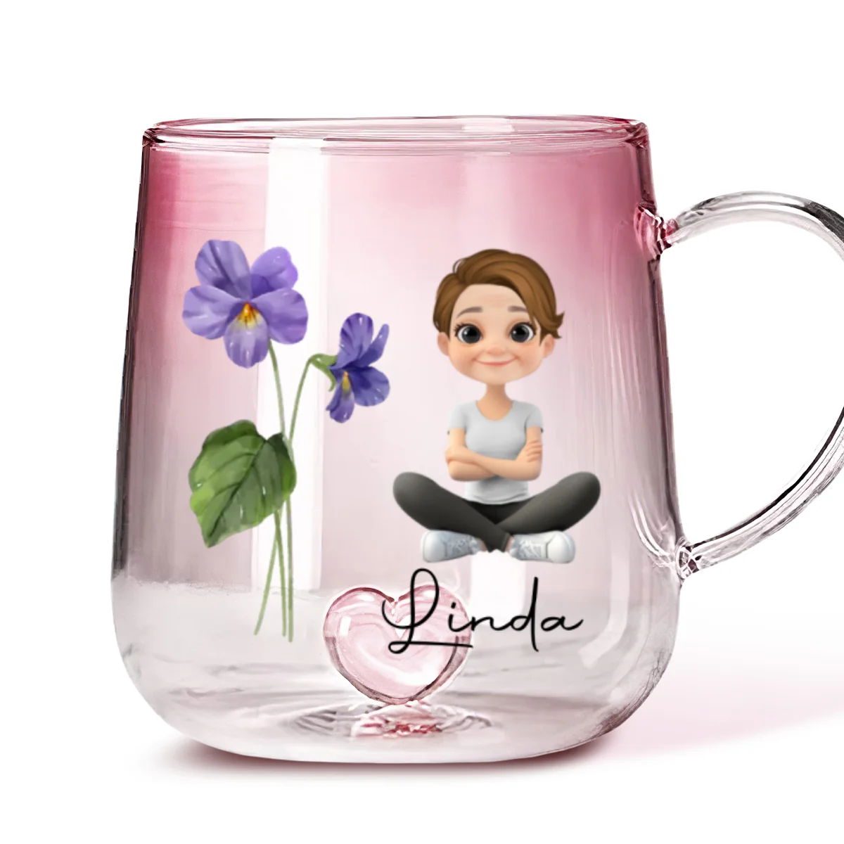 You Are Beautiful Flower - Personalized Custom Pink Gradient Glass Mug - Image 6