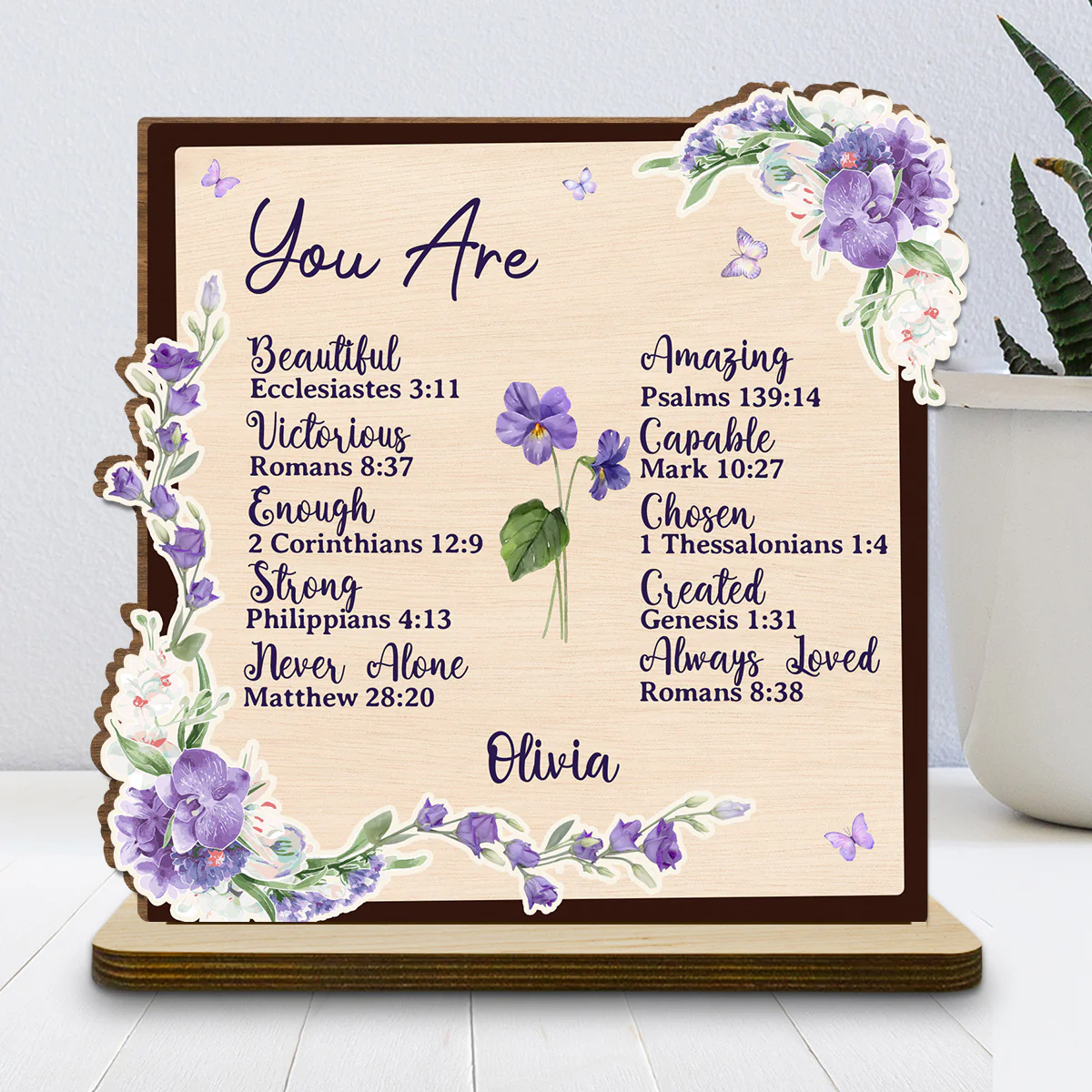 You Are Beautifully Made - Personalized Custom 2-Layer Wood Plaque With Flat Base - Image 2