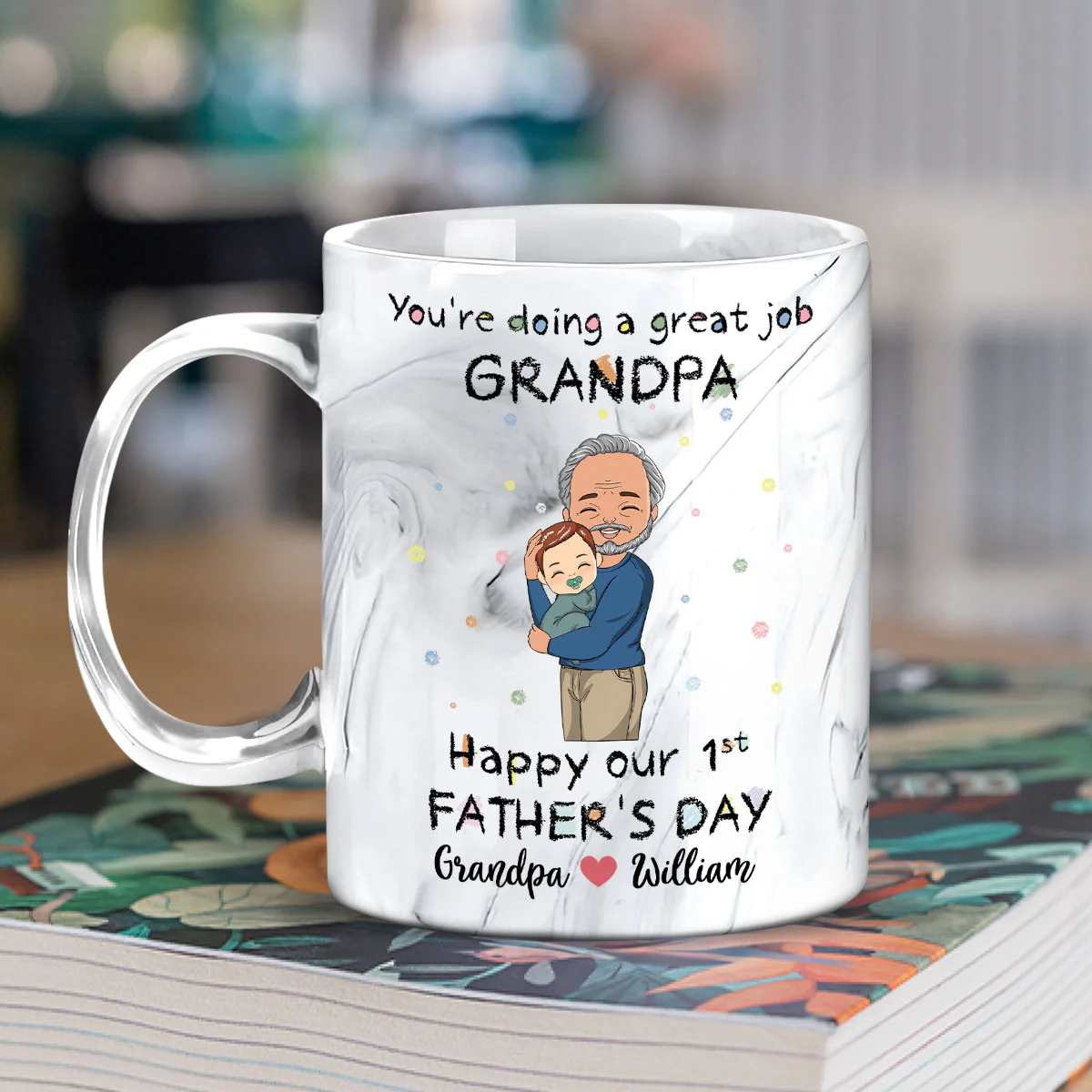 You Are Doing A Great Job Dad - Personalized Custom Grey Marble Mug - Image 4
