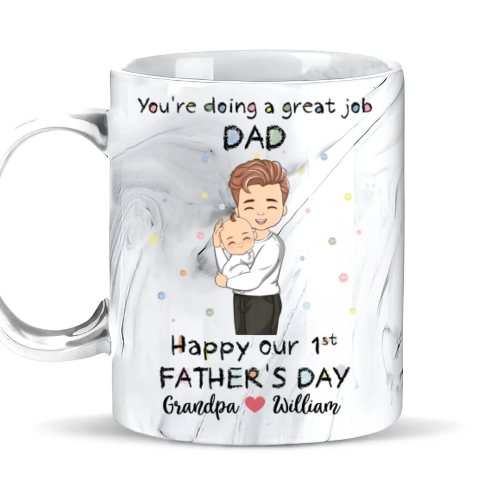 You Are Doing A Great Job Dad - Personalized Custom Grey Marble Mug - Image 6