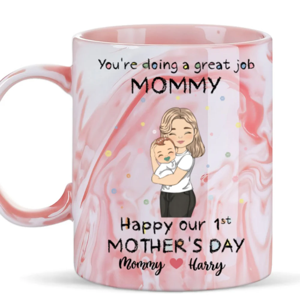 You Are Doing A Great Job - Personalized Custom Pink Marble Mug - Image 6