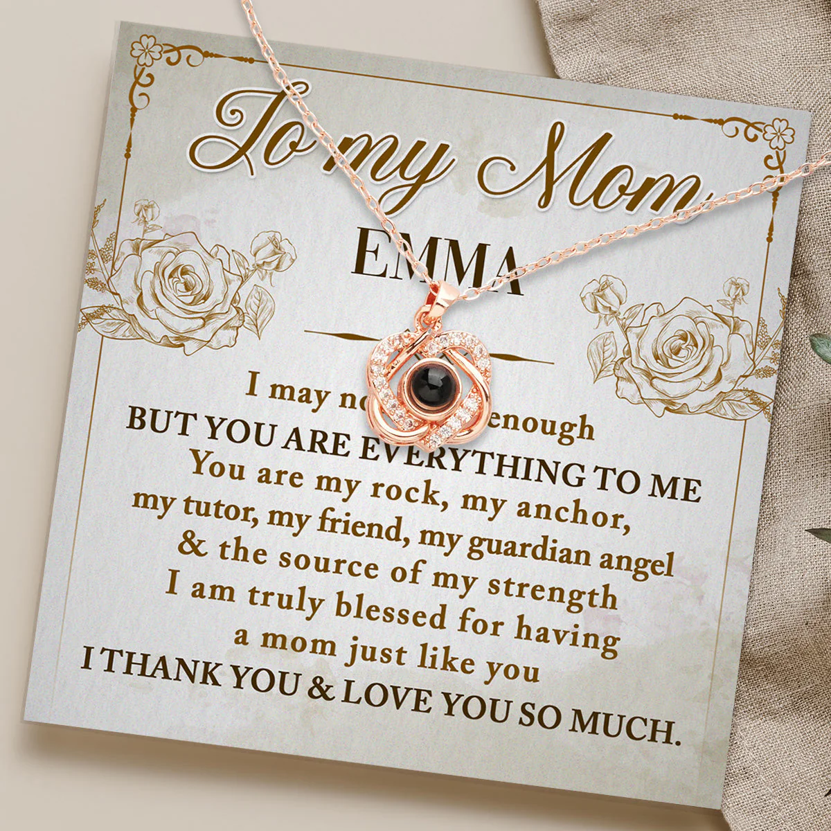 You Are Everything To Me - Personalized Custom Preserved Rose With Projection Necklace - Image 2