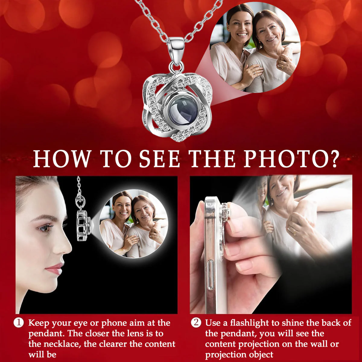 You Are Everything To Me - Personalized Custom Preserved Rose With Projection Necklace - Image 4