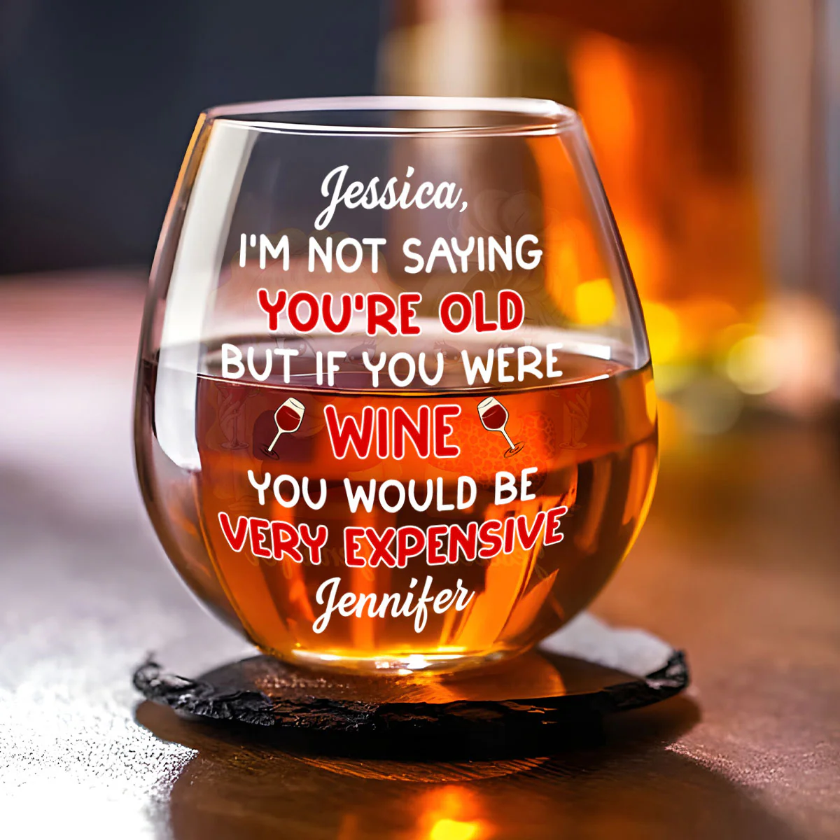 You Are Expensive Bestie - Personalized Custom Wine Glass - Image 2