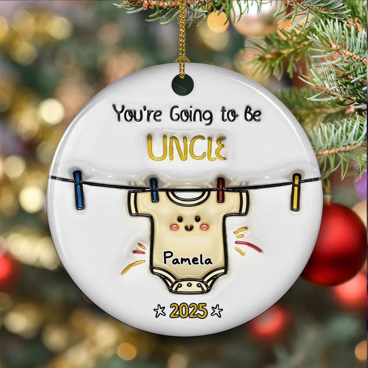 You Are Going To Be Grandparents - Personalized Custom 3D Inflated Ceramic Ornament - Image 2