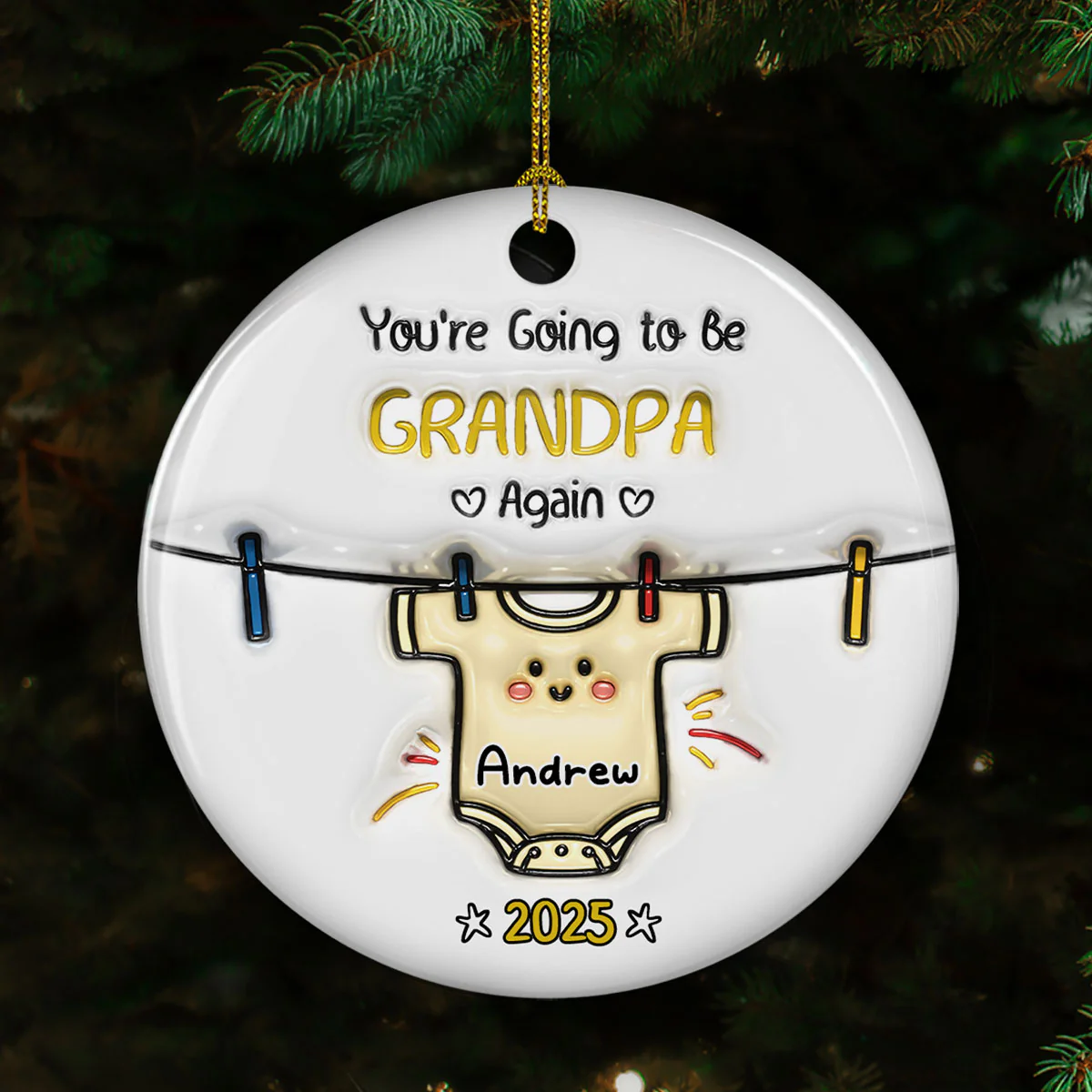 You Are Going To Be Grandparents - Personalized Custom 3D Inflated Ceramic Ornament - Image 4