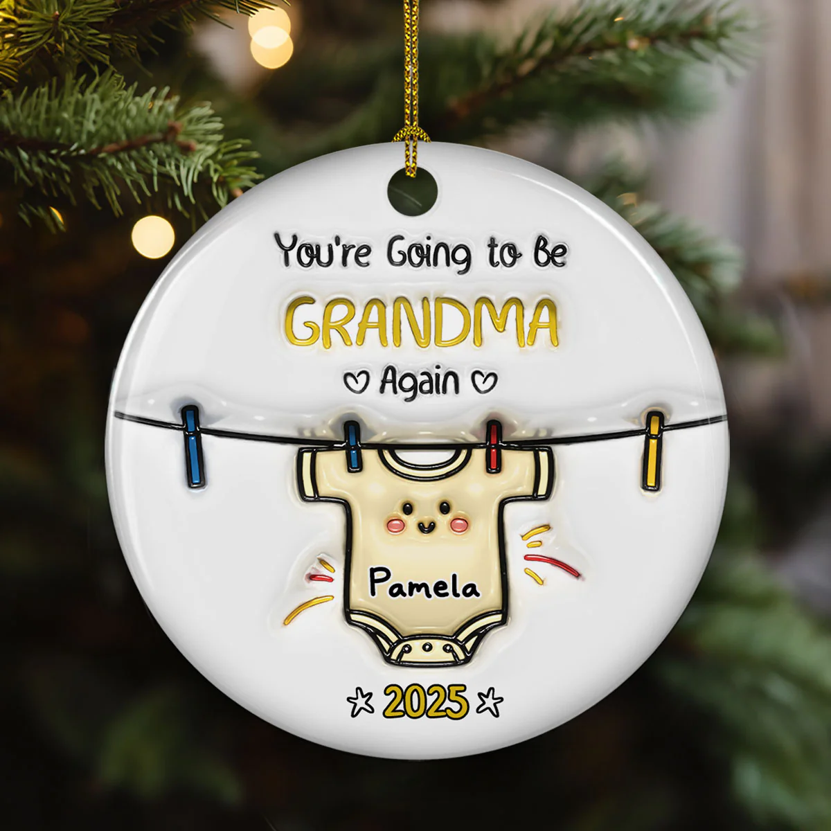 You Are Going To Be Grandparents - Personalized Custom 3D Inflated Ceramic Ornament - Image 5