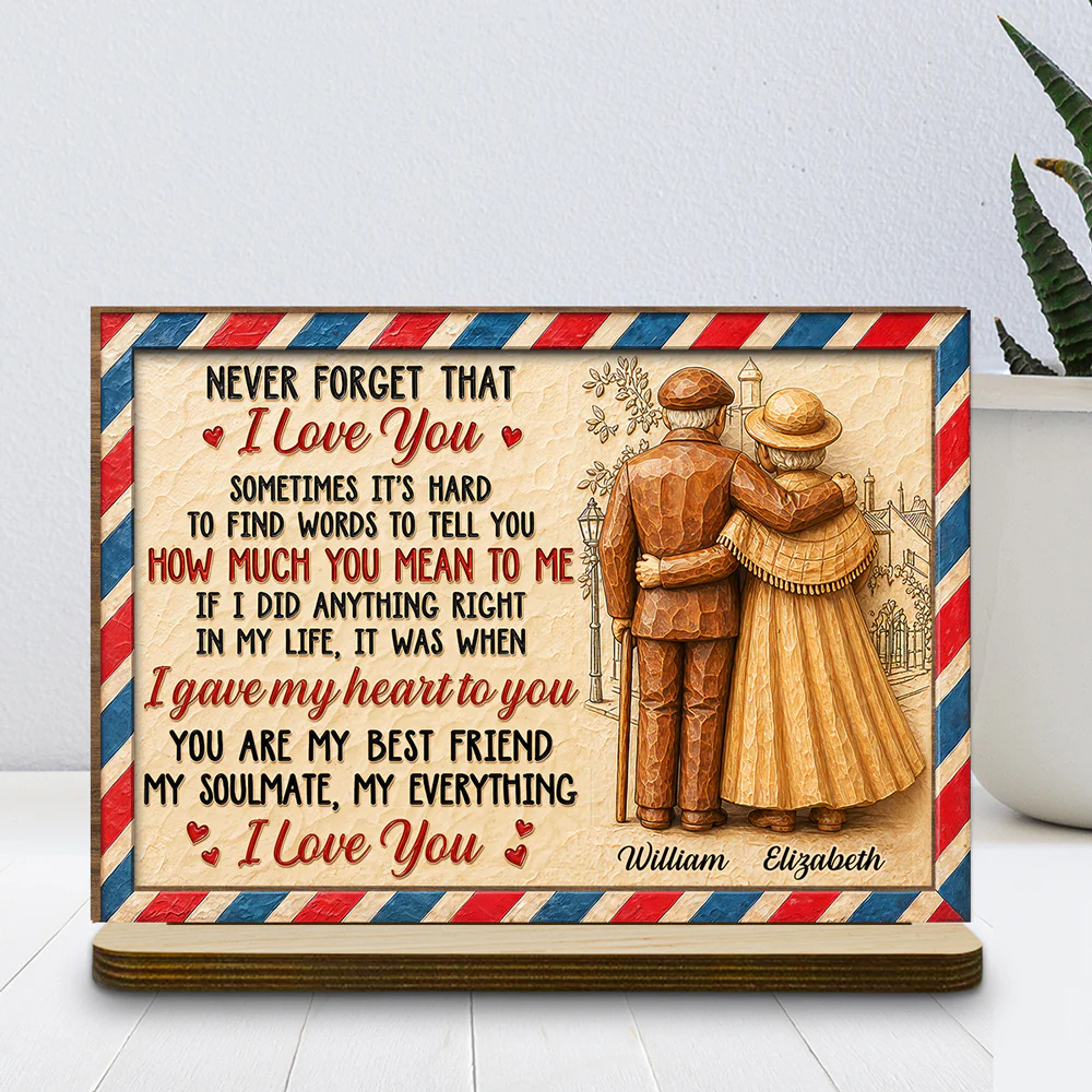 You Are Mine - Personalized Custom 2-Layer Wood Plaque With Flat Base - Image 2