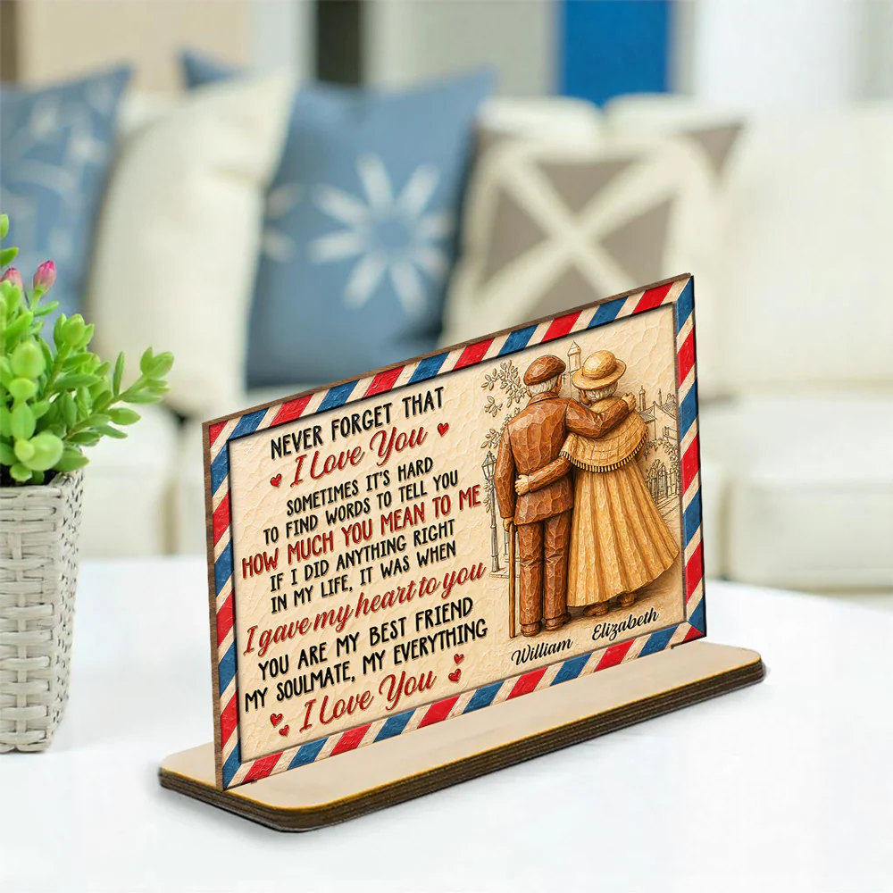 You Are Mine - Personalized Custom 2-Layer Wood Plaque With Flat Base - Image 3
