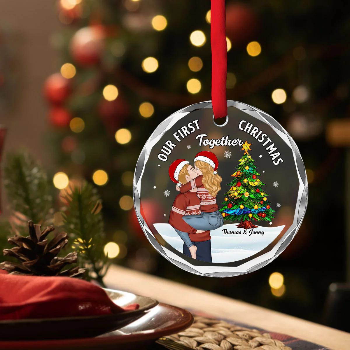 You Are My Beautiful World - Personalized Custom Glass Ornament  - Image 4