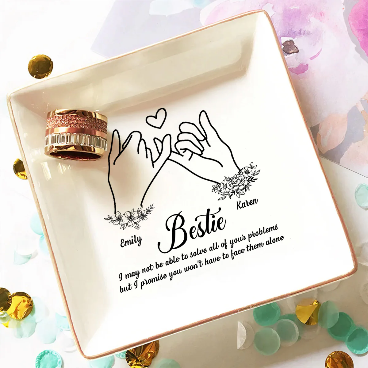 You Are My Bestie - Personalized Custom Jewelry Dish - Image 4