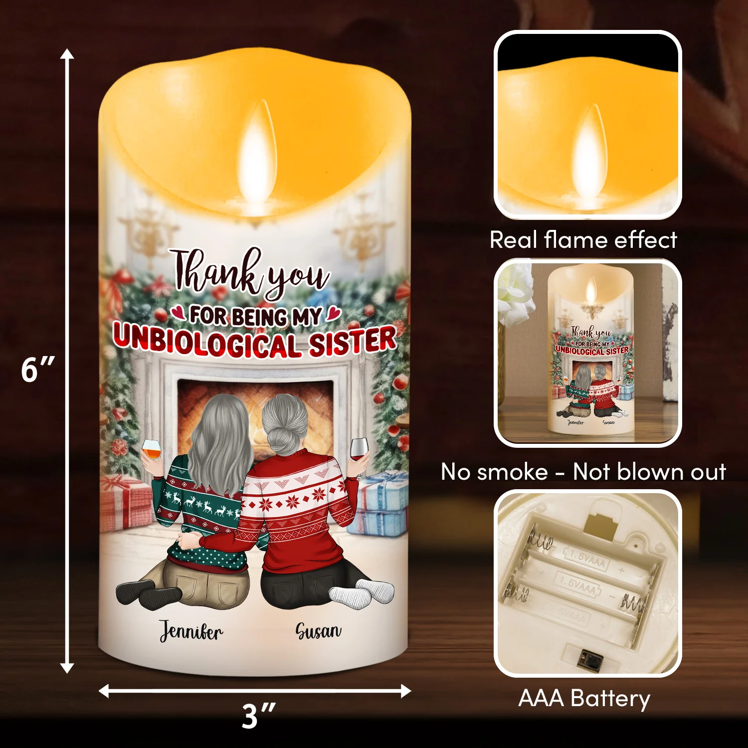 You Are My Christmas Miracle - Personalized Custom LED Candle - Image 6