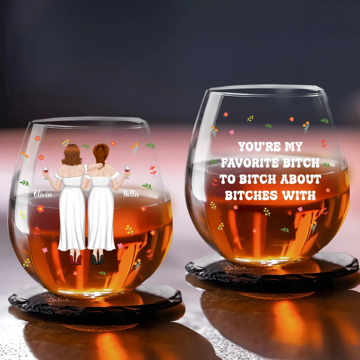 You Are My Favorite Bestie - Personalized Custom Wine Glass - Image 5