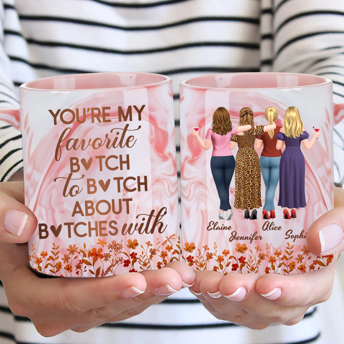 You Are My Favorite - Personalized Custom Pink Marble Mug - Image 2