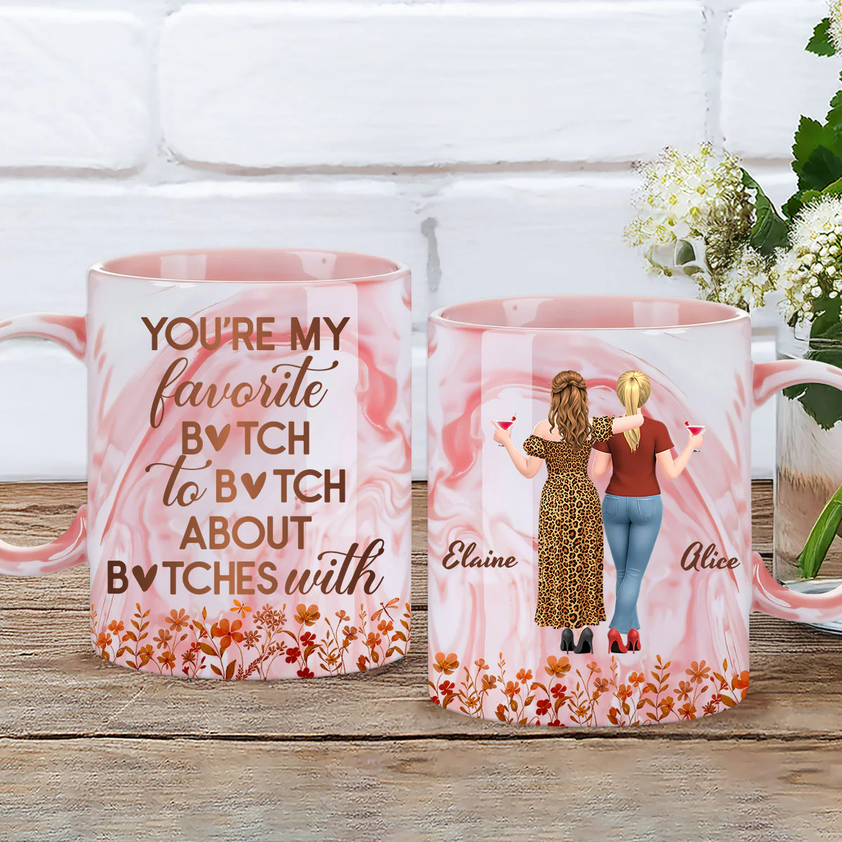 You Are My Favorite - Personalized Custom Pink Marble Mug - Image 4