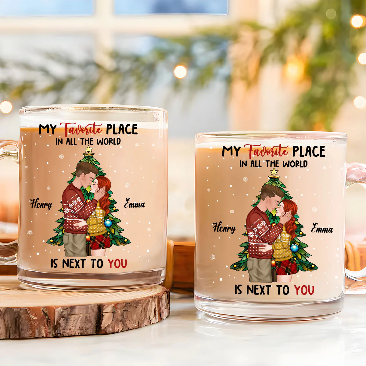 You Are My Favorite Place - Personalized Custom Glass Mug - Image 4