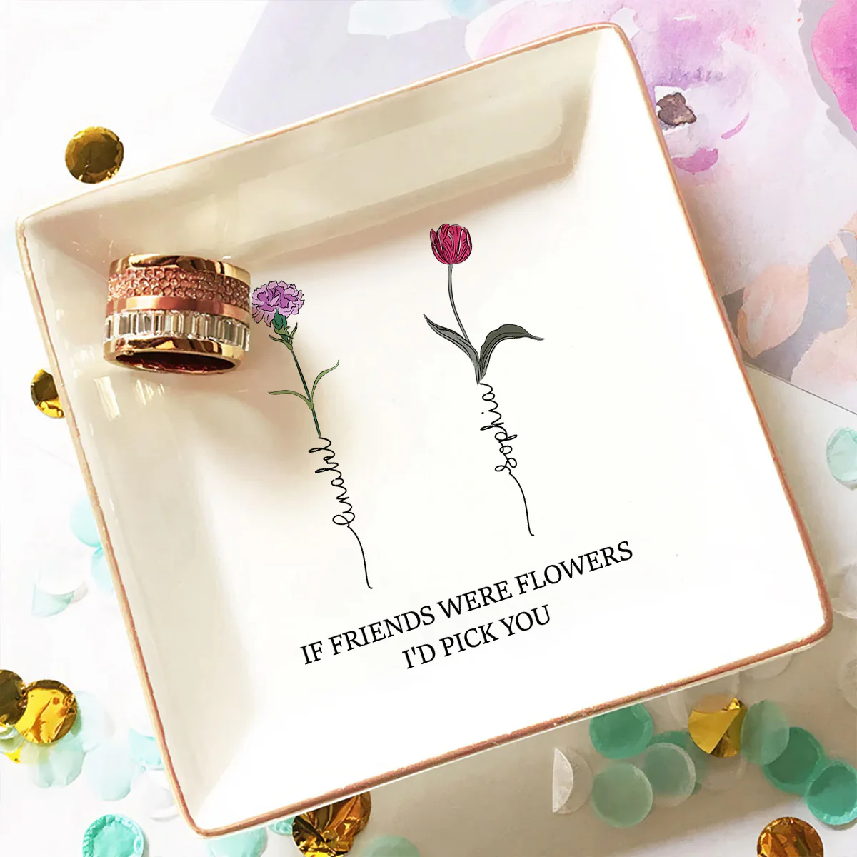 You Are My Flower - Personalized Custom Jewelry Dish - Image 4