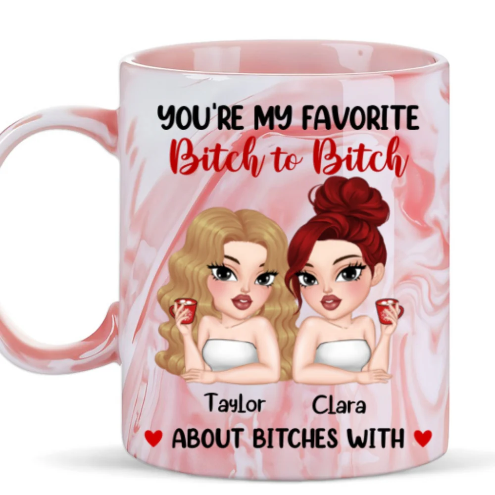You Are My Go To Gossip Queen- Personalized Custom Pink Marble Mug - Image 6
