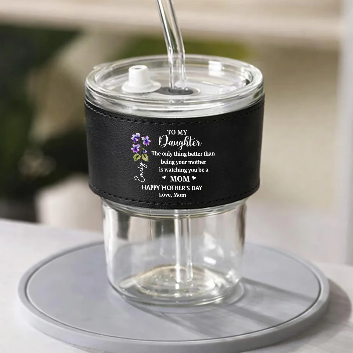 You Are My Greatest Blessing  - Personalized Custom Leather Glass Cup - Image 2