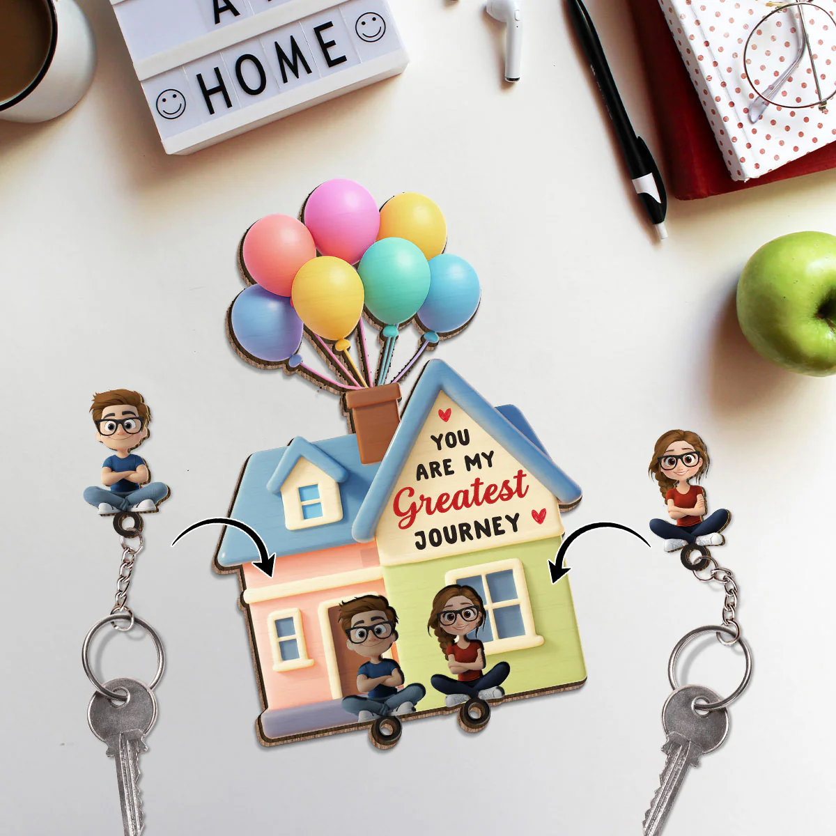 You Are My Greatest Journey - Personalized Custom Wooden Key Holder With Keychain - Image 2