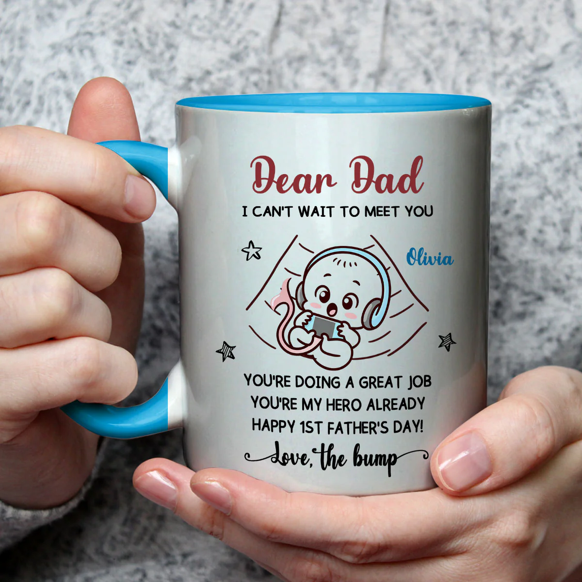 You Are My Hero - Personalized Custom Accent Mug - Image 5