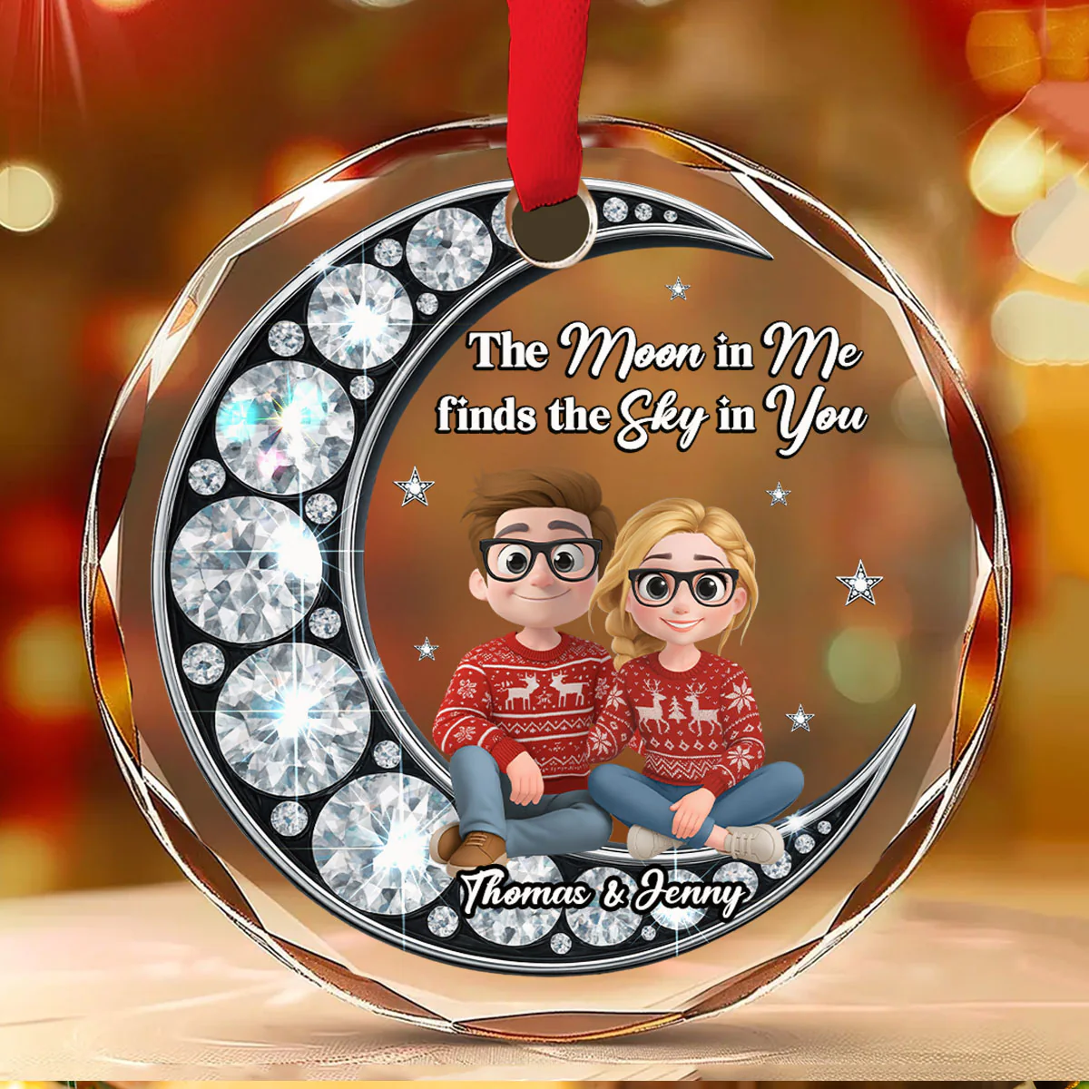 You Are My Midnight Peace - Personalized Custom Glass Ornament - Image 2